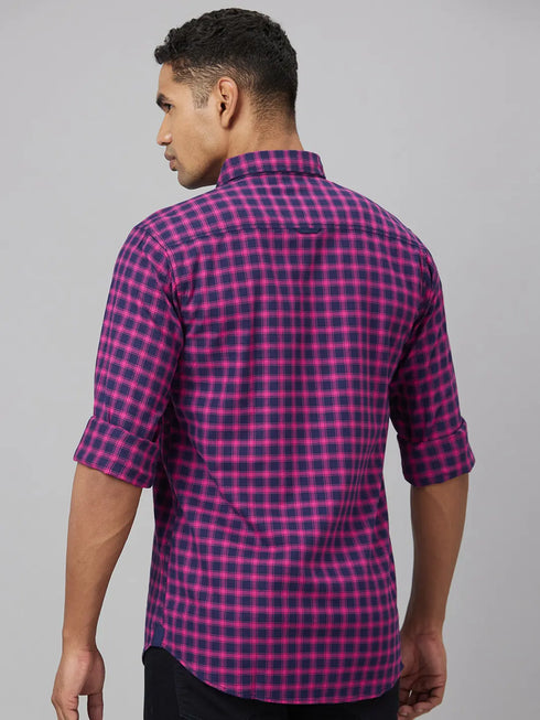 Men Pink & Blue Checked Sustainable Casual Shirt